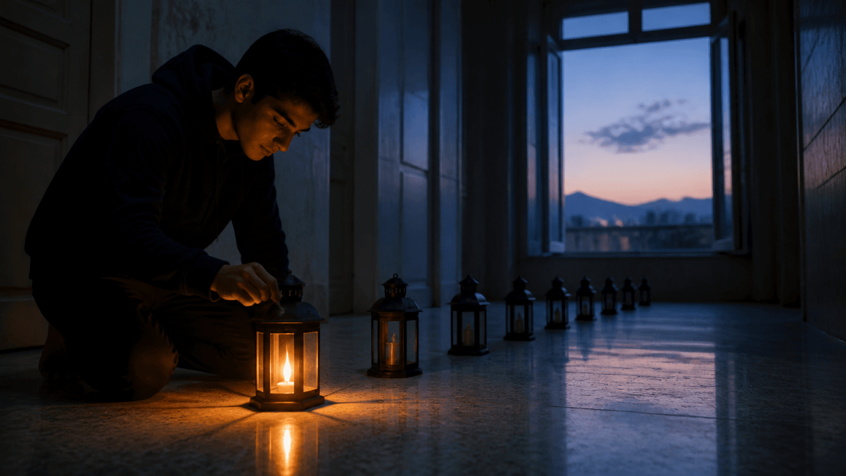 دانش‌آموزی که اولین چراغ هفتهٔ شروع مطالعه را روشن می‌کند